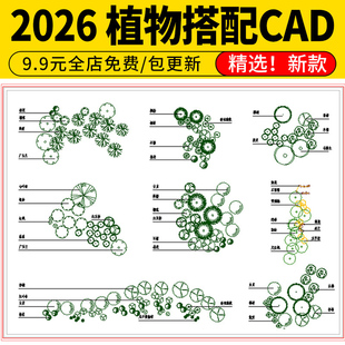 植物组团组合园林种植设计平面图乔灌木图例图块绿化配置CAD图库