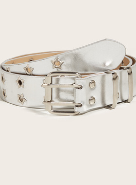 新品 朋克风星星双排扣腰带韩版牛仔裤时尚装饰裤带鸡眼皮带