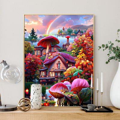 蘑菇屋5D钻石画满钻客厅植物花卉现代贴钻十字绣小幅餐厅砖石绣