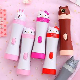 LED卡通可爱家用户外宿舍强光便携耐用粉色女生儿童手电筒 充电式