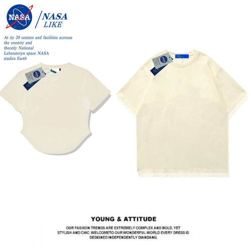 NASA联名情侣装夏季正肩短袖t恤男女款潮牌宽松修身短款辣妹上衣