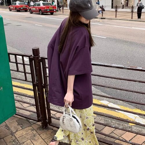 葡萄紫气质显白短袖t恤2026夏季新款男女慵懒松弛感宽松百搭上衣