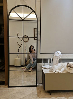 法式复古拱门全身镜网红ins风壁挂墙家用客厅玄关落地试穿衣镜子