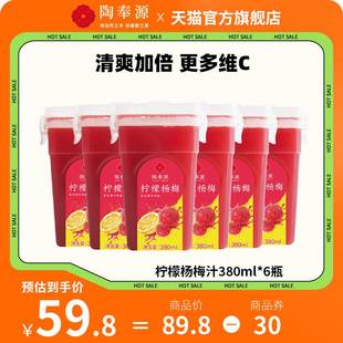 陶奉源柠檬杨梅汁380ml 6瓶复合果汁冰镇果蔬汁饮料饮品火锅伴侣