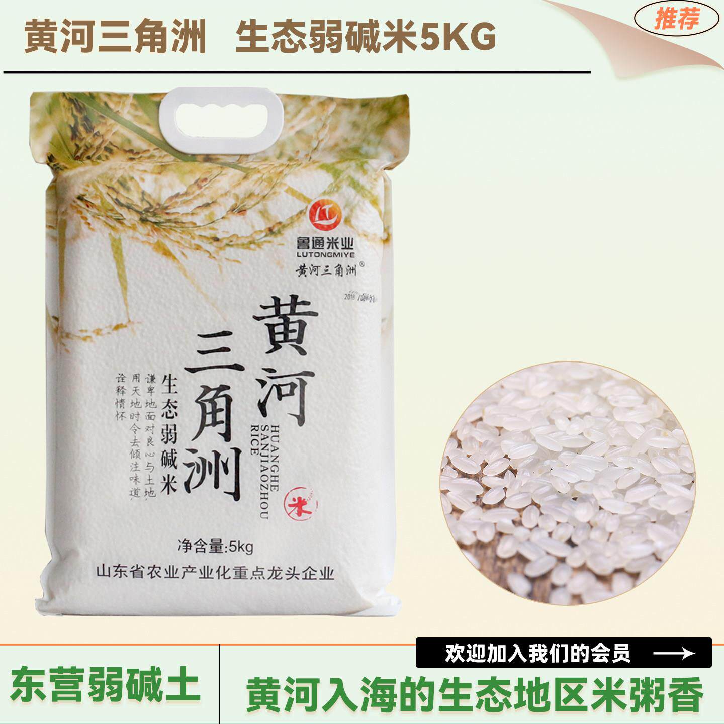 山东东营特产黄河口黄河三角洲大米生态弱碱米粳米福利5kg