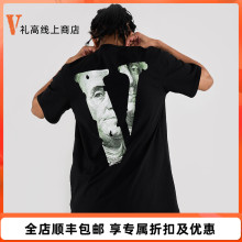 VLONE 经典大v字母logo美元印花圆领T恤 男女同款  情侣款