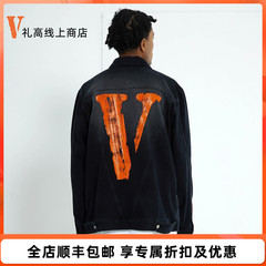 VLONE 破坏大V字Logo印花 刺绣渐变水洗做旧宽松牛仔外套男女同款