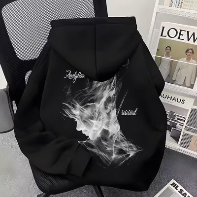 美式高街重磅人影连帽卫衣男女潮