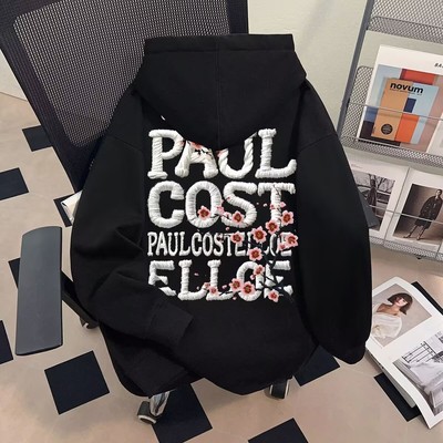 美式高街舒适ins仿刺绣字母印花