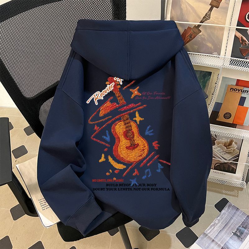 美式高街高级潮流仿刺绣连帽卫衣