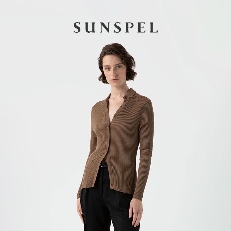 SUNSPEL女士真丝针织开衫早秋