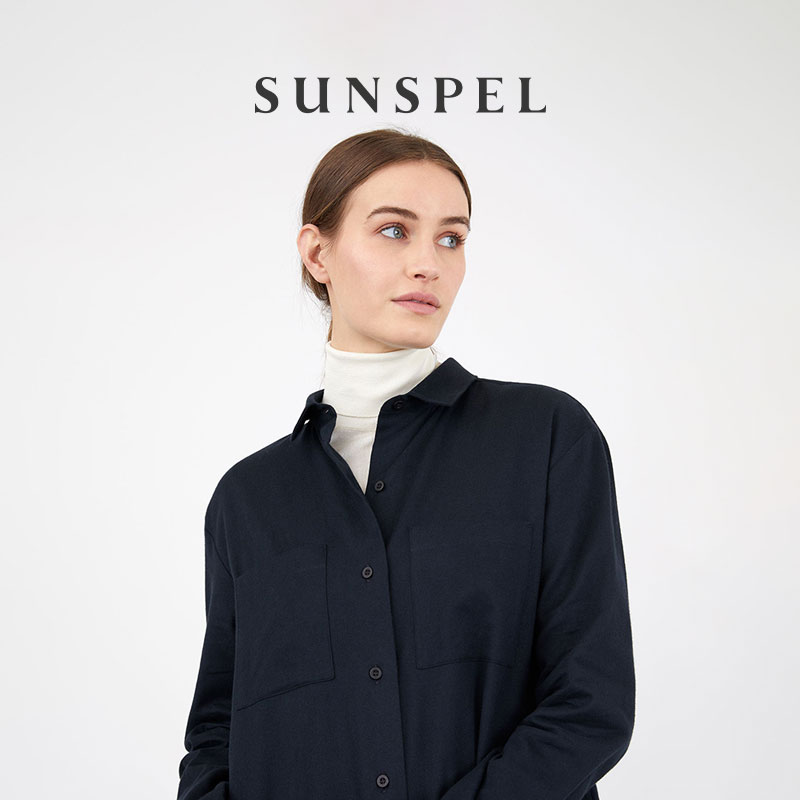 SUNSPEL全棉法兰绒衬衫女秋冬季