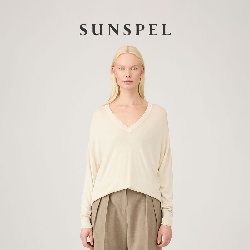 女士纯真丝针织V领套头