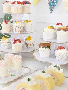 生日布置甜品台摆件婚礼展示架子一次性三层摆台蛋糕托盘点心架