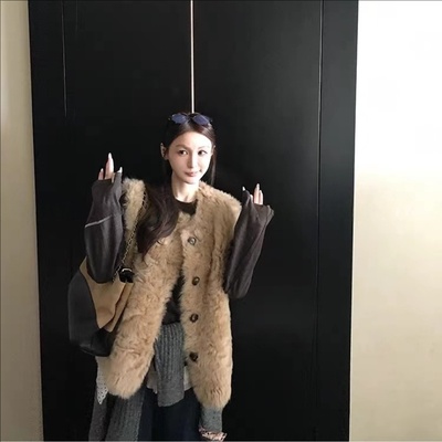 爆款仿羊羔毛皮毛一体马甲女短款