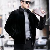 双面貂皮外套男冬季 仿皮草水貂毛大衣皮毛一体水貂绒夹克棉服 新款