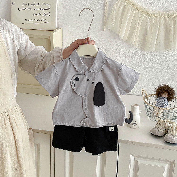 男宝宝夏季套装0一2岁婴儿卡通衣服夏装短袖T恤短裤分体两件套1潮