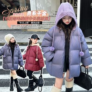 女童羽绒服2026新款中长款女大童蓬松加厚上衣儿童多巴胺冬装保暖