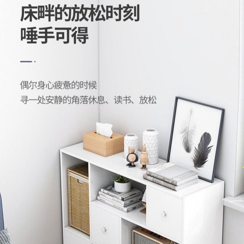 书架落地简约现代收纳储物柜省空间简易家用置物架带门格子书柜