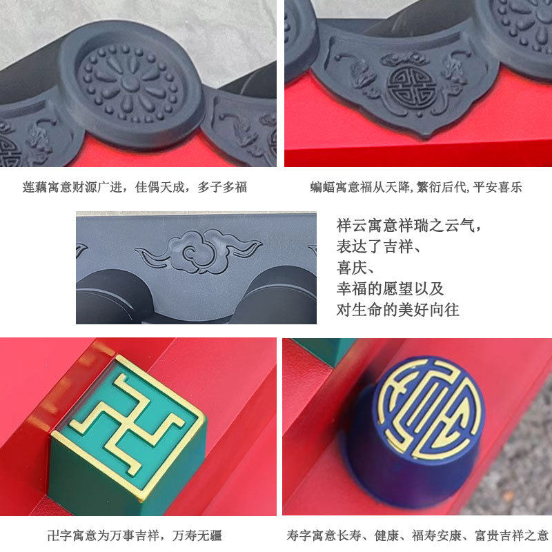 彩绘特大免架子瓦仿古屋檐瓦门窗遮雨棚树脂立体带封板瓦立体仿真