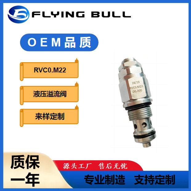 溢流阀插装螺纹液压系统微型动型可调手动配件 RVC0.M22