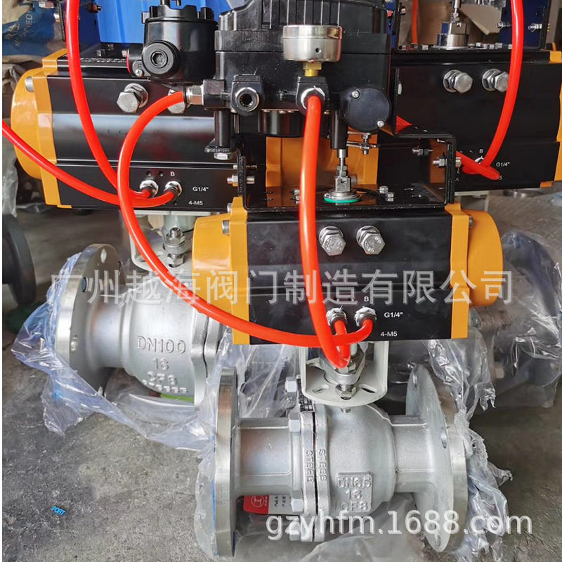 供应304不锈钢气动球阀 Q641F-16P 法兰不锈钢气动球阀