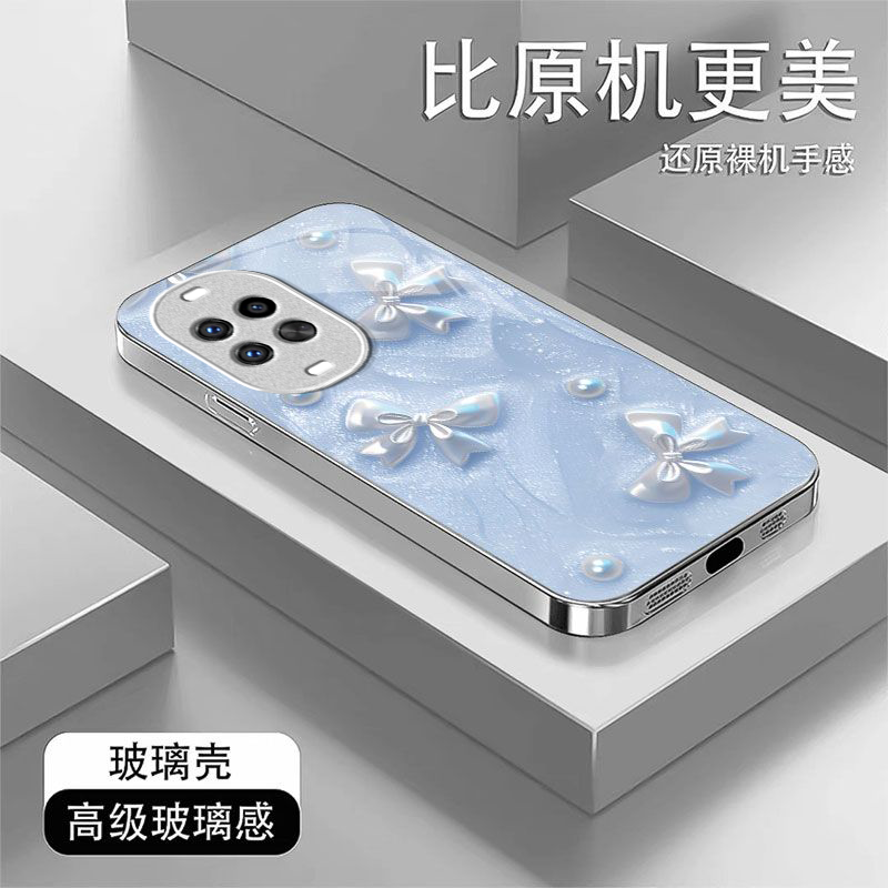 珍珠花结适用华为nova15Ultra手机壳nova14pro/nova12ultra硬13/10pro新款nova9/8se玻璃nova7/6/4防摔nov5i
