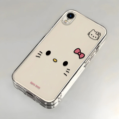 可爱kt猫适用苹果XR手机壳新款iPhoneXR防摔镜头全包男女挂绳创意透明软壳保护套高级感时尚个性小众情侣网红