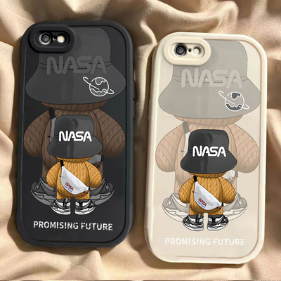 背影潮熊iPhone6/6s手机壳男女新款硅胶软壳苹果6splus全包镜头防摔套