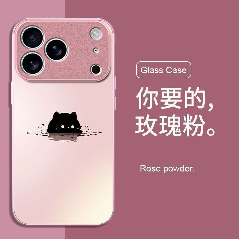 潜水猫咪适用苹果17promax手机壳iPhone16/15pro新款14女13mini全包xsmax防摔xr12pro硬壳11玻璃ip6s/7/8plus