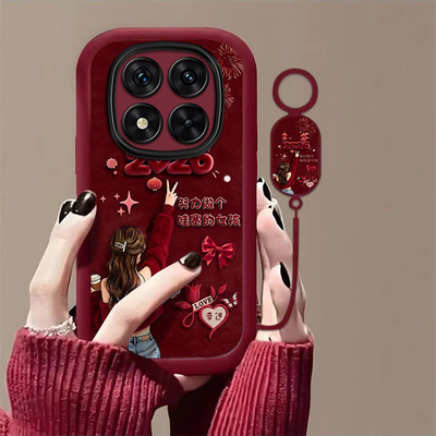 努力做个哇塞的女孩适用红米Note14Pro+手机壳新款24115RA8EC防摔镜头全包男女挂绳硅胶软壳保护套高级创意