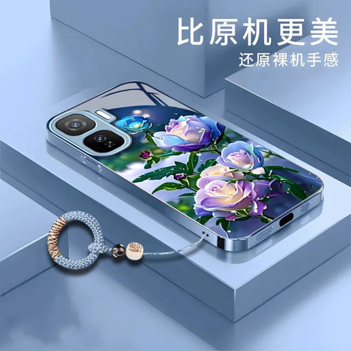 水珠玫瑰适用iQOONeo11手机壳iqooneo10pro+/9spro/855竞速版新款iqooneo8/7/6se全包软壳iqooneo5高级感neo3