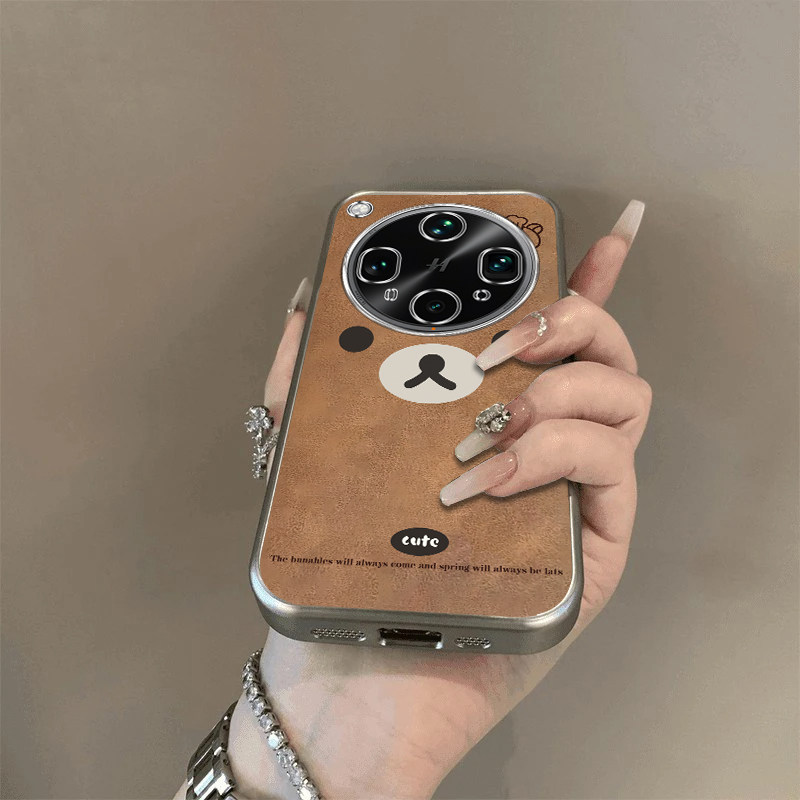 可爱棕熊适用OPPOFindX8Ultra手机壳新款PKJ110防摔镜头全包男女挂绳电镀外壳创意保护套高级感时尚小众情侣