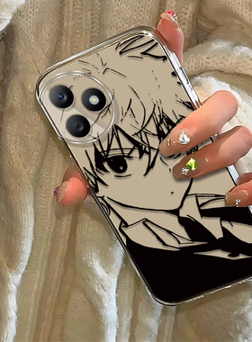 素描奇犽适用荣耀Play8TPro手机壳新款LLY-AN00防摔镜头全包男女挂绳创意透明软壳保护套高级感时尚小众情侣