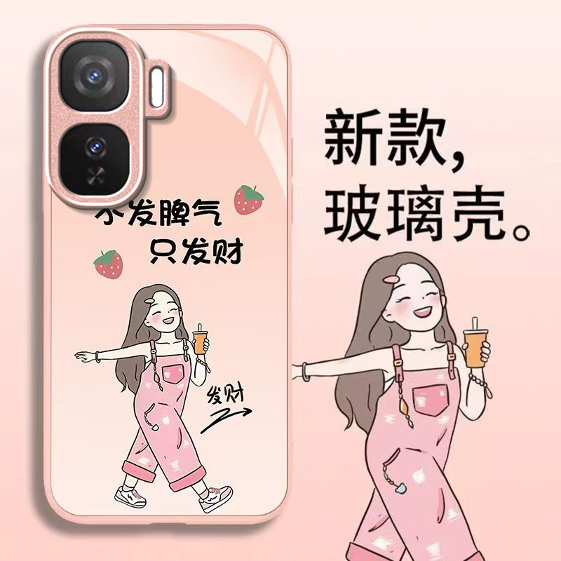 发财女孩适用iQOONeo11手机壳iqooneo10pro+/9spro/855竞速版新款iqooneo8/7/6se玻璃硬壳iqooneo5高级感neo3