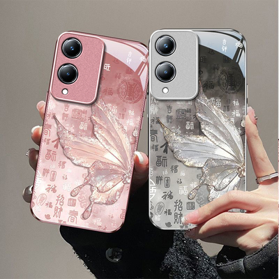 百福蝴蝶适用vivoY36s手机壳y36i新款y35m+玻璃y33/y31/y3s全包y32/y30/y20防摔y36c硬壳y33e液态y305g高级感