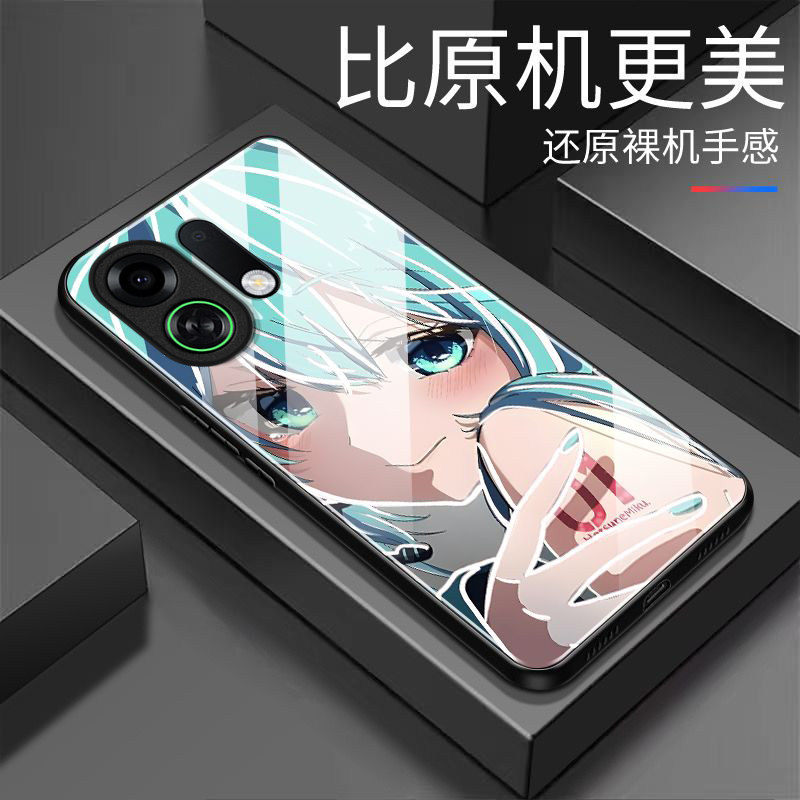 初音未来适用OPPOK13TurboPro手机壳k12/11x新款K13s玻璃k10活力版k9pro全包防摔k7硬壳oppor15高级感oppor17