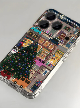 适用苹果17promax手机壳iPhone16/15pro新款14女13mini全包xsmax防摔xr12pro透明11圣诞街道ip6s/7/8plus软se