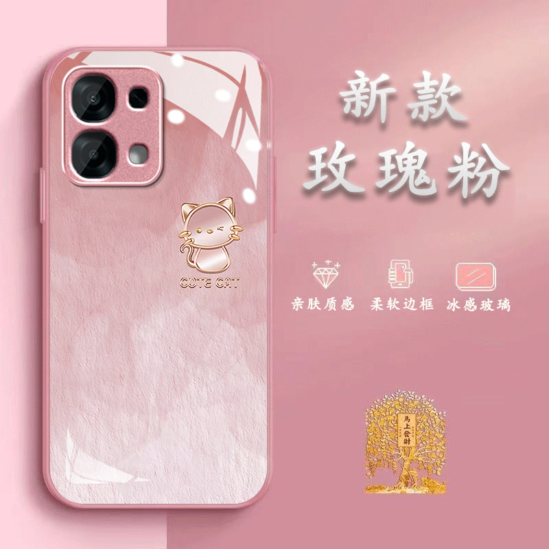 晕染猫咪适用OPPOA97手机壳a96/a95玻璃a93/a92s新款a58/a56/a55硬壳a36/a32/a7/a6/a5高级k15pro/k13s/k12x