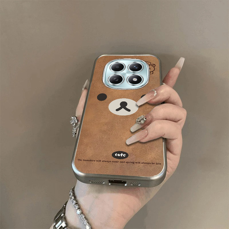 可爱棕熊适用红米Note15手机壳新款防摔镜头全包男女挂绳电镀外壳保护套高级感时尚创意个性网红小众情侣2026