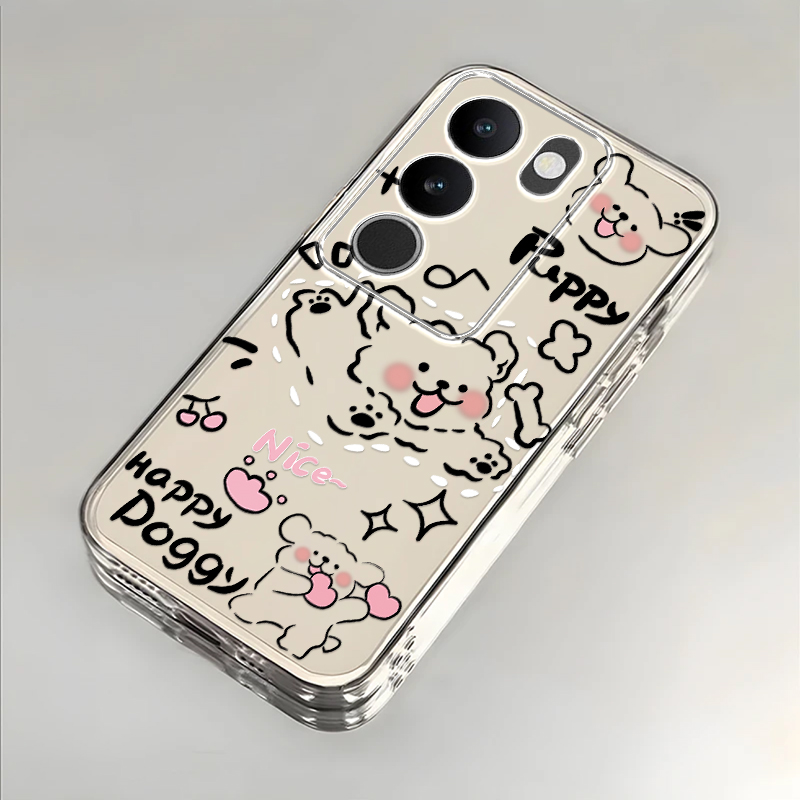 奔跑小狗适用vivoS17t手机壳新款V2282A防摔镜头全包男女挂绳创意透明保护套高级感时尚软壳个性网红同款情侣