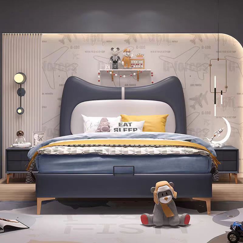 TYC13儿童床男孩软包实木皮床青少年z男孩女孩卧室单人床现代简约