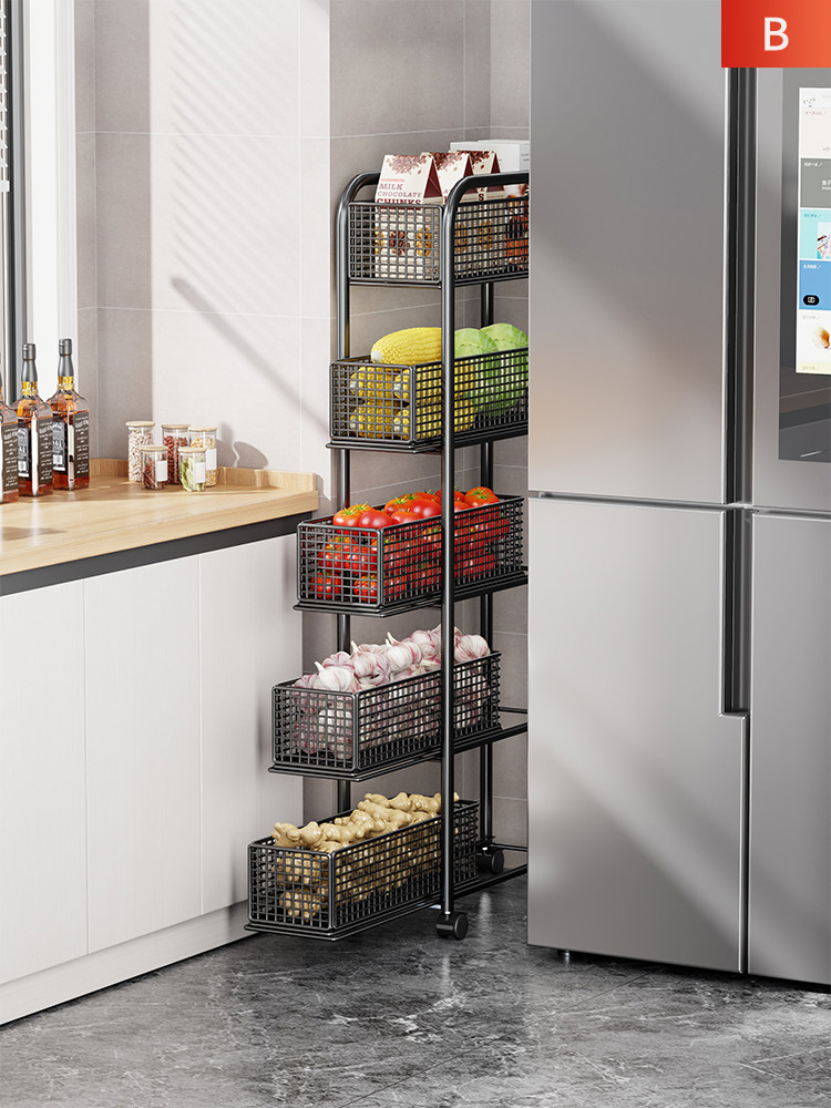 2026冰箱侧面夹缝柜落地置物架极窄收纳柜调料整理架小户型落地窄