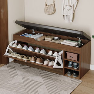 换鞋凳家用简约入户门口可坐式软垫穿鞋长凳子多层收纳翻斗矮鞋柜