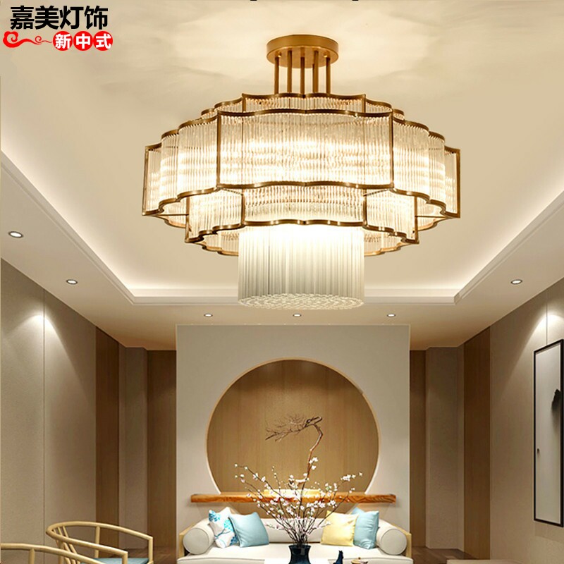 新中式水晶灯客厅餐厅饭店包间复式楼别墅大厅酒店茶室轻奢大吊灯