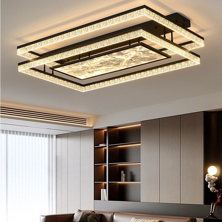 客厅灯意式极简轻奢感云雾冰裂纹客厅主灯吸顶灯全屋灯具套餐