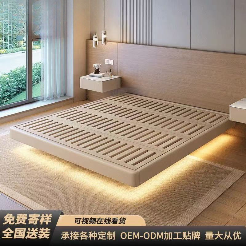 简约无床头床皮床榻榻米无靠背床架小户型出租房用齐边床工厂直销