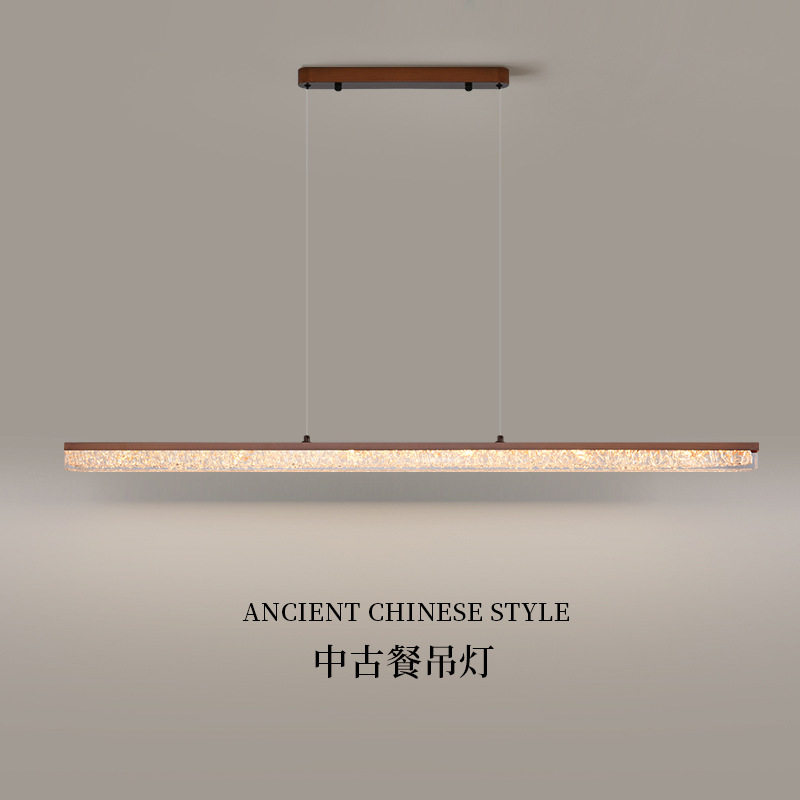 新中式中古风长条一字树脂LED吊灯日式创意餐灯吊灯酒吧台吊灯具