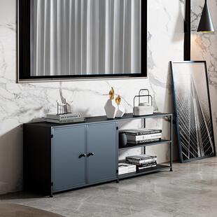 北欧简约铁艺电视柜加高款小户型新款轻奢卧室落地窄柜子定制