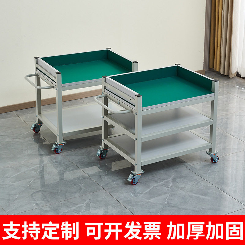 2026防静电可移动工作台操作台车间物料周转推车多层带轮带围边测
